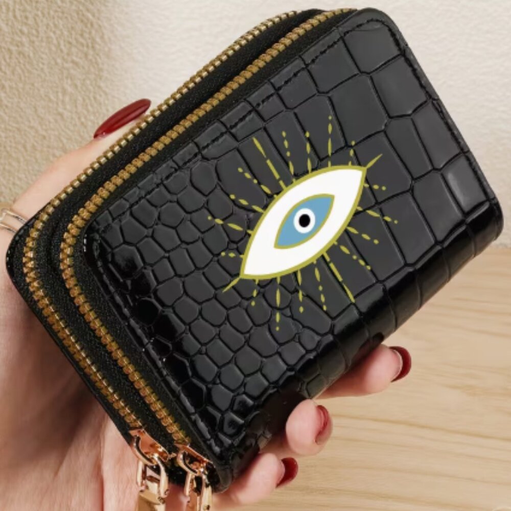 Small Evil Eye Double Zipper Wallet - NWT